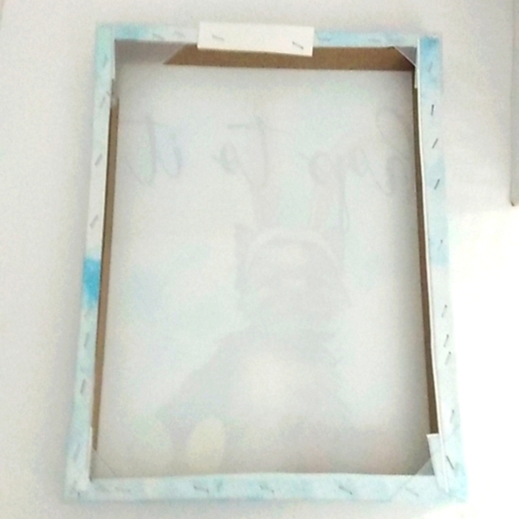 Easter Yorkie Puppy Bunny Ears & Patterned Eggs Stretched Canvas Wall Art NWOT - Picture 5 of 8